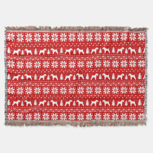 Kerry Blue Terrier Dog Silhouettes Christmas Red Throw Blanket