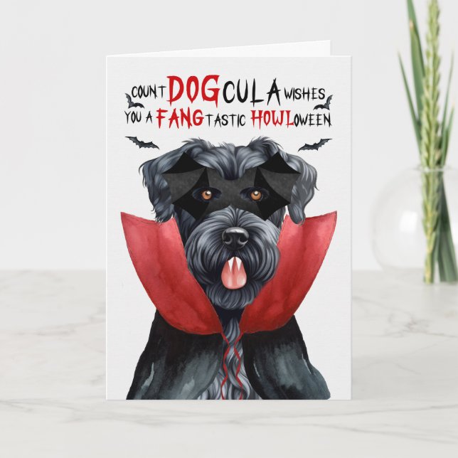 Kerry Blue Terrier Funny Count DOGcula Halloween Holiday Card (Front)