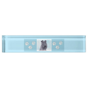 Kerry Blue Terrier Painting - Cute Original Dog Ar Nameplate