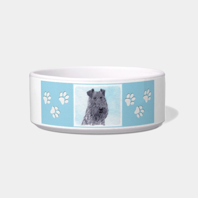 Kerry Blue Terrier Painting Cute Original Dog Art Bowl (Right)