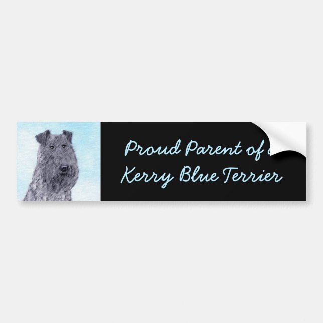 Kerry Blue Terrier Painting Cute Original Dog Art Bumper Sticker (Front)