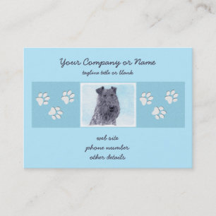 Kerry Blue Terrier Painting Cute Original Dog Art Business Card