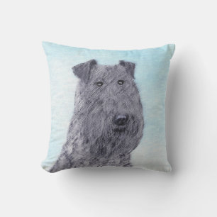 Kerry Blue Terrier Painting Cute Original Dog Art Cushion