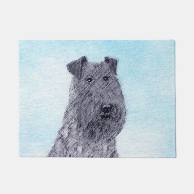 Kerry Blue Terrier Painting Cute Original Dog Art Doormat (Front)