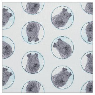 Kerry Blue Terrier Painting Cute Original Dog Art Fabric