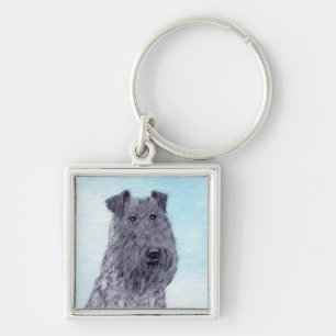 Kerry Blue Terrier Painting Cute Original Dog Art Key Ring