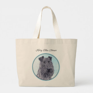 Kerry Blue Terrier Painting Cute Original Dog Art Large Tote Bag