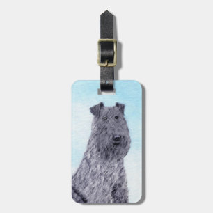 Kerry Blue Terrier Painting Cute Original Dog Art Luggage Tag