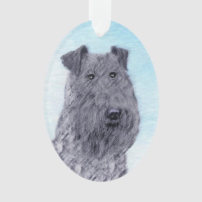 Kerry Blue Terrier Painting Cute Original Dog Art Ornament (Front)