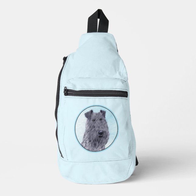 Kerry Blue Terrier Painting Cute Original Dog Art Sling Bag (Front)