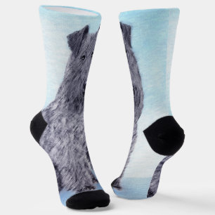 Kerry Blue Terrier Painting Cute Original Dog Art Socks