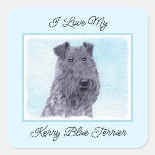 Kerry Blue Terrier Painting Cute Original Dog Art Square Sticker
