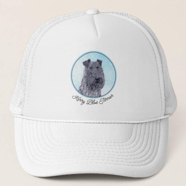 Kerry Blue Terrier Painting Cute Original Dog Art Trucker Hat (Front)