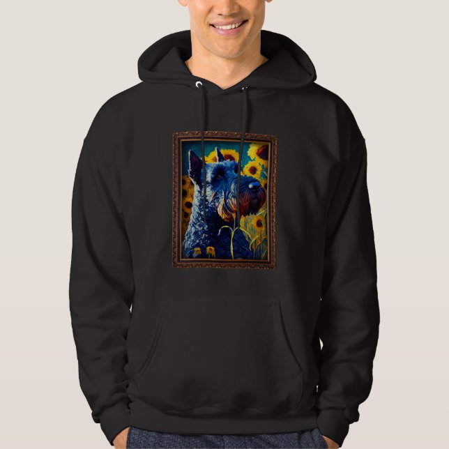 Kerry Blue Terrier Painting Sunflower Flower Mom W Hoodie (Front)