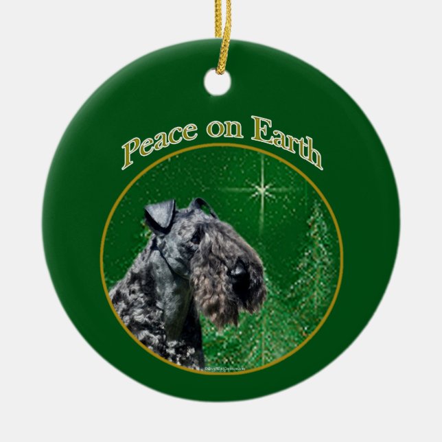 Kerry Blue Terrier Peace Ceramic Tree Decoration (Front)