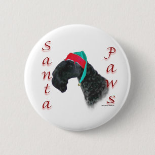 Kerry Blue Terrier Santa Paws 6 Cm Round Badge