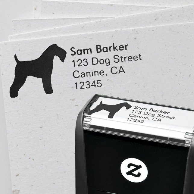 Kerry Blue Terrier Silhouette Return Address Self-inking Stamp (Creator Uploaded)