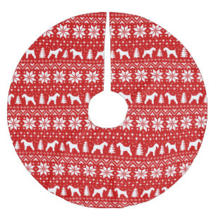 Kerry Blue Terrier Silhouettes Christmas Pattern Brushed Polyester Tree Skirt