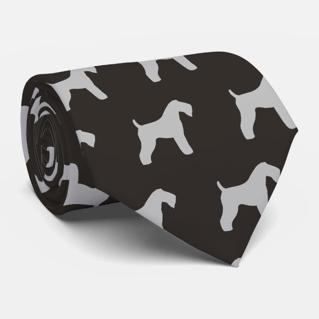 Kerry Blue Terrier Silhouettes Pattern Tie (Rolled)