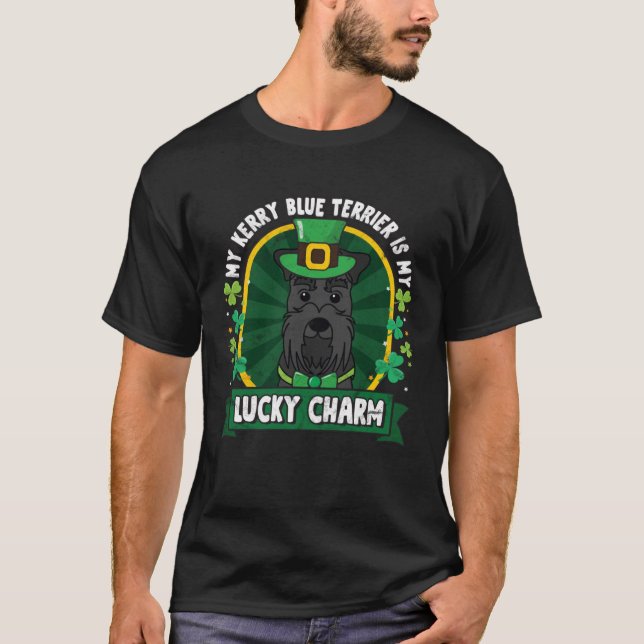 Kerry Blue Terrier St Patricks Lucky Charm Mom Dad T-Shirt (Front)