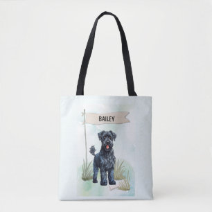 Kerry Blue Terrier Watercolor Personalized Tote Bag