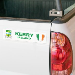Kerry Ireland Crest and Irish Flag Bumper Sticker
