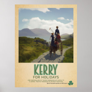 Kerry Ireland, Retro Irish Travel Advert Poster