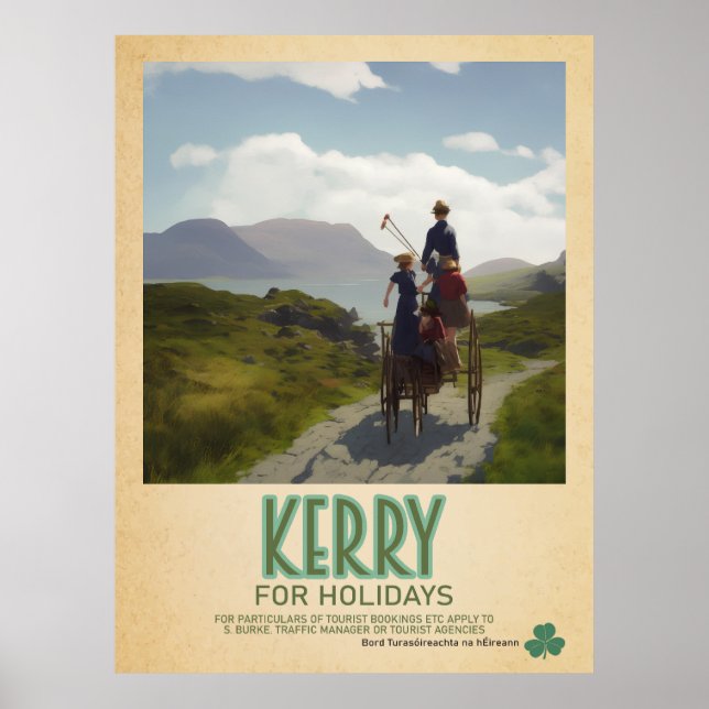 Kerry Ireland, Retro Irish Travel Advert Poster (Front)