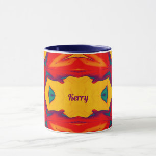 KERRY ~ Zany Pattern ~ Red Blue Yellow and Orange Mug