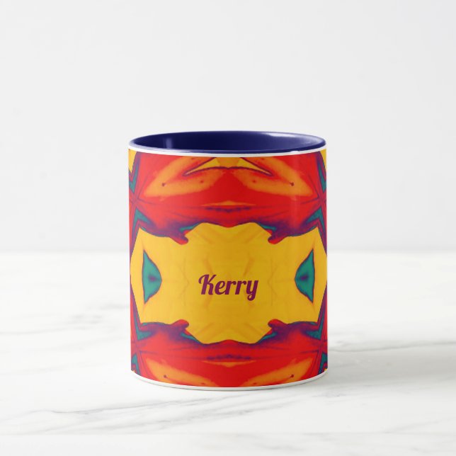 KERRY ~ Zany Pattern ~ Red Blue Yellow and Orange  Mug (Center)