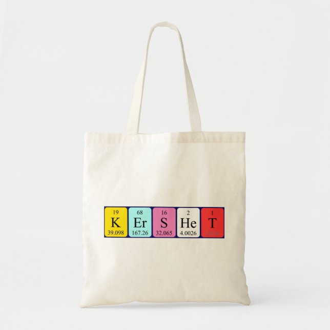 Kershet periodic table name tote bag (Front)
