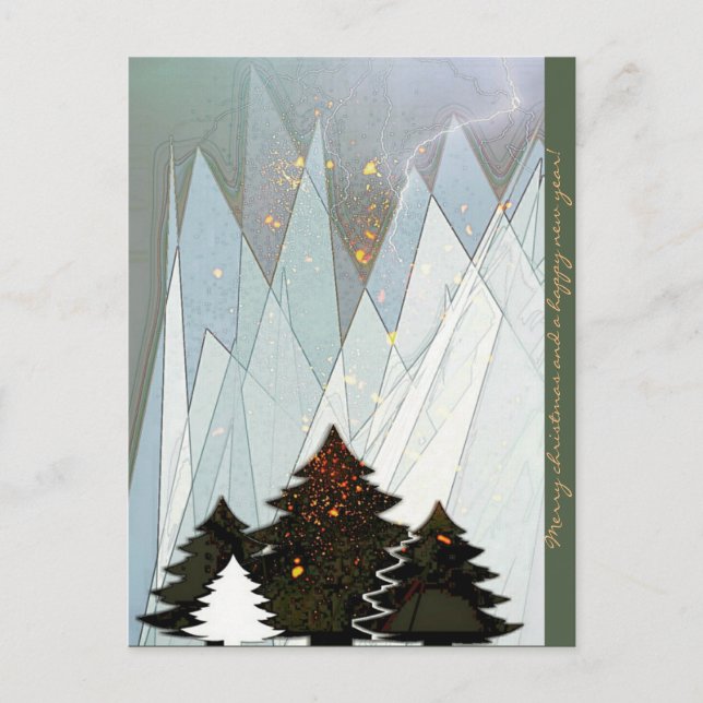 Kerst — Kerstkaart bergen glitter Holiday Postcard (Front)