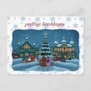 kerst stad postkaart met sneeuwrand nl postcard