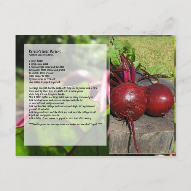 Kerstin's Beet Borscht Recipe Postcard (Front)