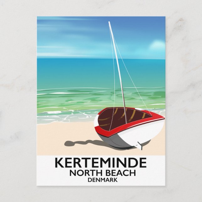 Kerteminde North Beach Denmark Travel poster Postcard (Front)