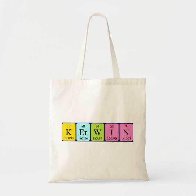 Kerwin periodic table name tote bag (Front)