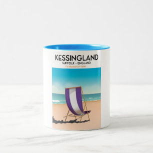 Kessingland, Suffolk England beach travel poster Two-Tone Coffee Mug