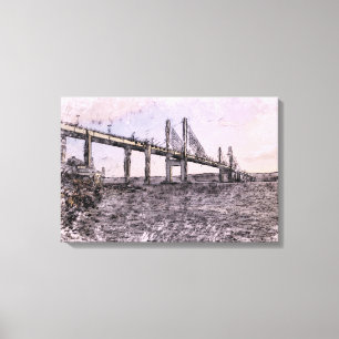 Kessock Bridge Scotland Artistic Watercolour Canvas Print