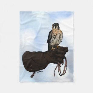 Kestrel on Glove Illustration Fleece Blanket