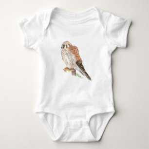 Kestrel Sparrow Hawk, Watercolor Bird Baby Bodysuit