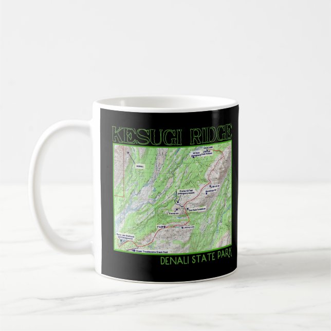 Kesugi Ridge Hiking Map Denali State Park Alaska S Coffee Mug (Left)