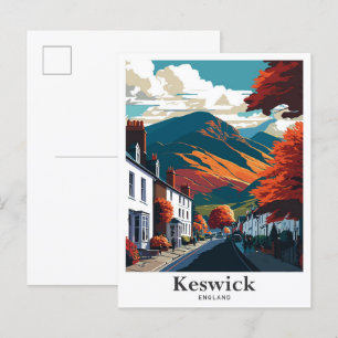 Keswick England Vintage Travel Illustration Postcard