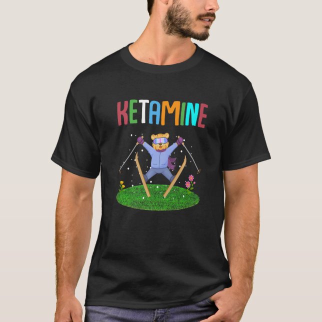 Ketamine Skiing Jumping Bear T-Shirt (Front)
