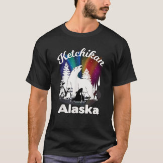 Ketchikan Alaska Aurora Borealis Bear Orca Souveni T-Shirt