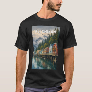 Ketchikan Alaska Illustration Travel Art Vintage T-Shirt