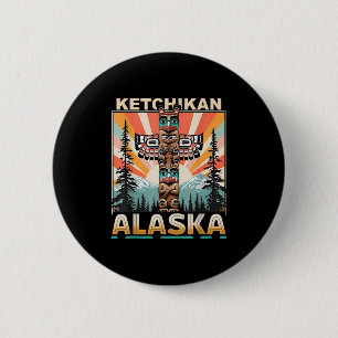 Ketchikan Alaska Native American Indian Totem Le 6 Cm Round Badge
