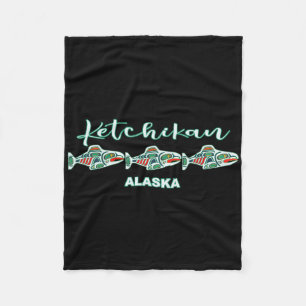 Ketchikan Alaska Native Art Salmon Fishing Capital Fleece Blanket