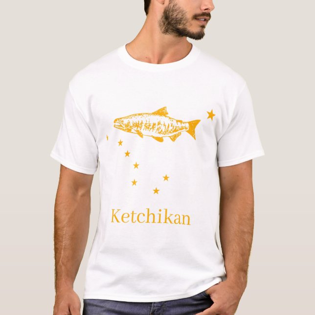 Ketchikan Alaska State Flag Salmon Fishing T-Shirt (Front)