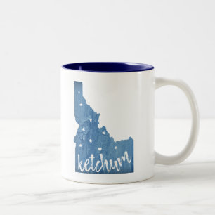 Ketchum Idaho Wood Grain Two-Tone Coffee Mug
