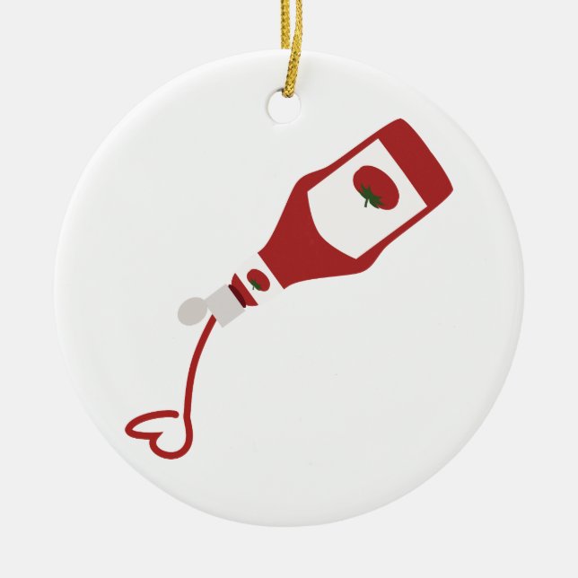 Ketchup Bottle Ceramic Tree Decoration (Front)
